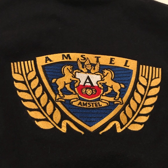 Vtg Amstel light Wool & Leather jacket bomber Sz M - Picture 7 of 8